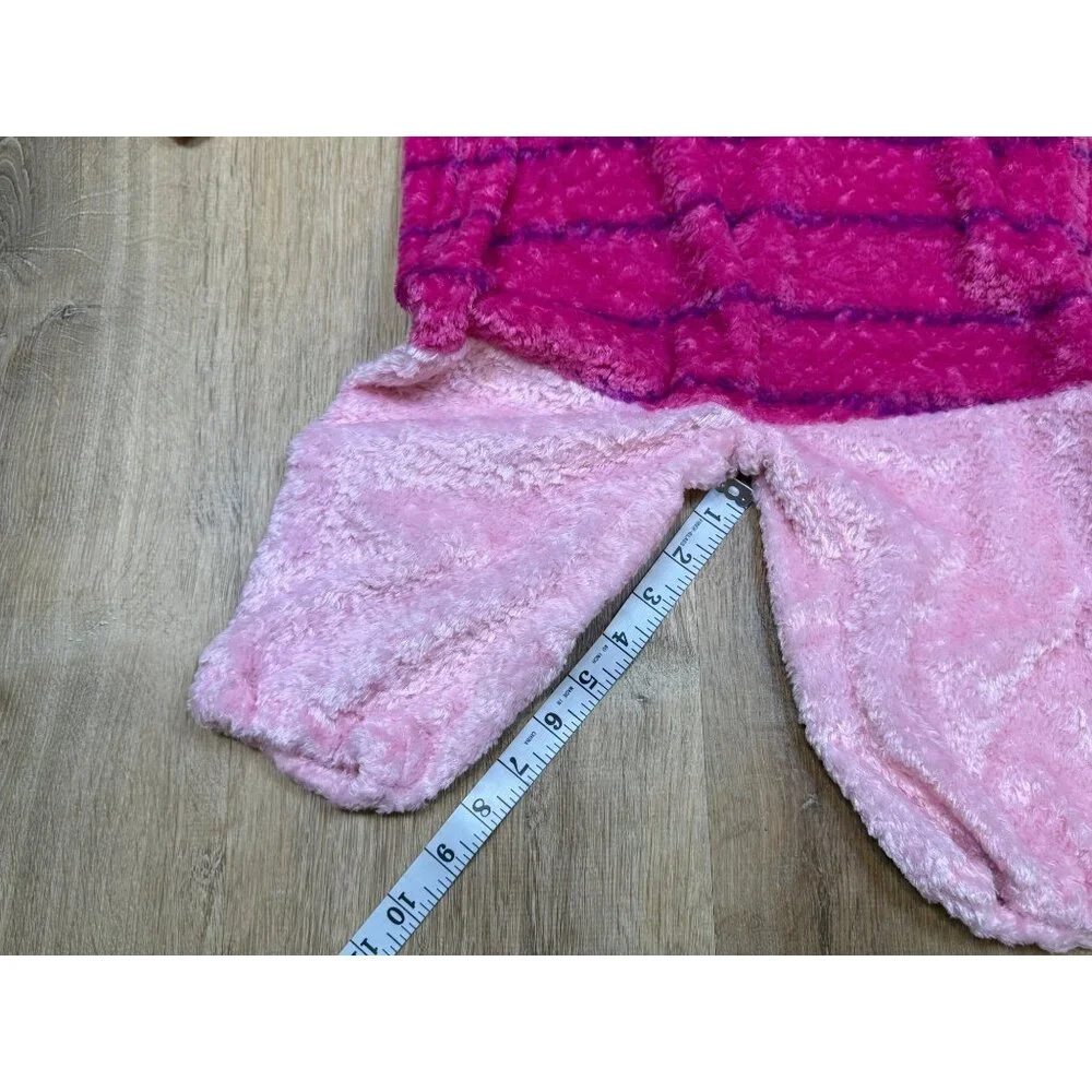 Vintage Y2K Disney Store Piglet Costume Fuzzy Plush Pink Hooded 24M